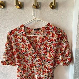 Vintage Style Floral Dress w/ Tie
